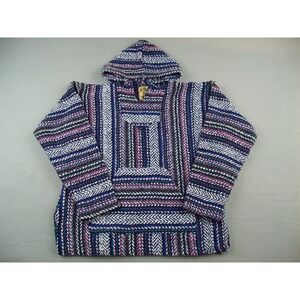 BAJA JOE Mexican Blanket Men Hoodie Pullover Sweatshirt XL Hippie